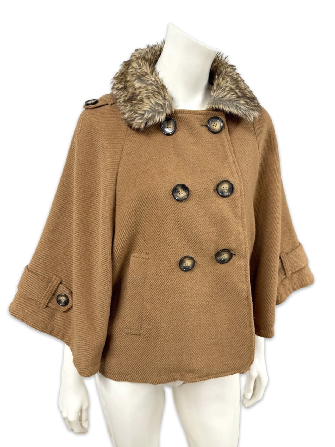 빈티지 olive des olive 라이트 브라운 케이프 퍼 더블 코트 상품이미지1