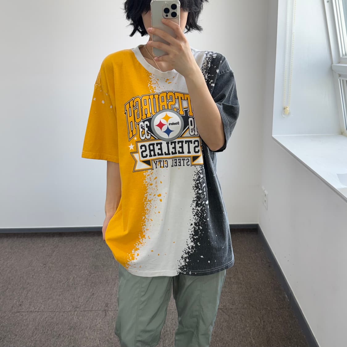 NFL 옐로우 차콜 배색 반팔 티셔츠 상품이미지1