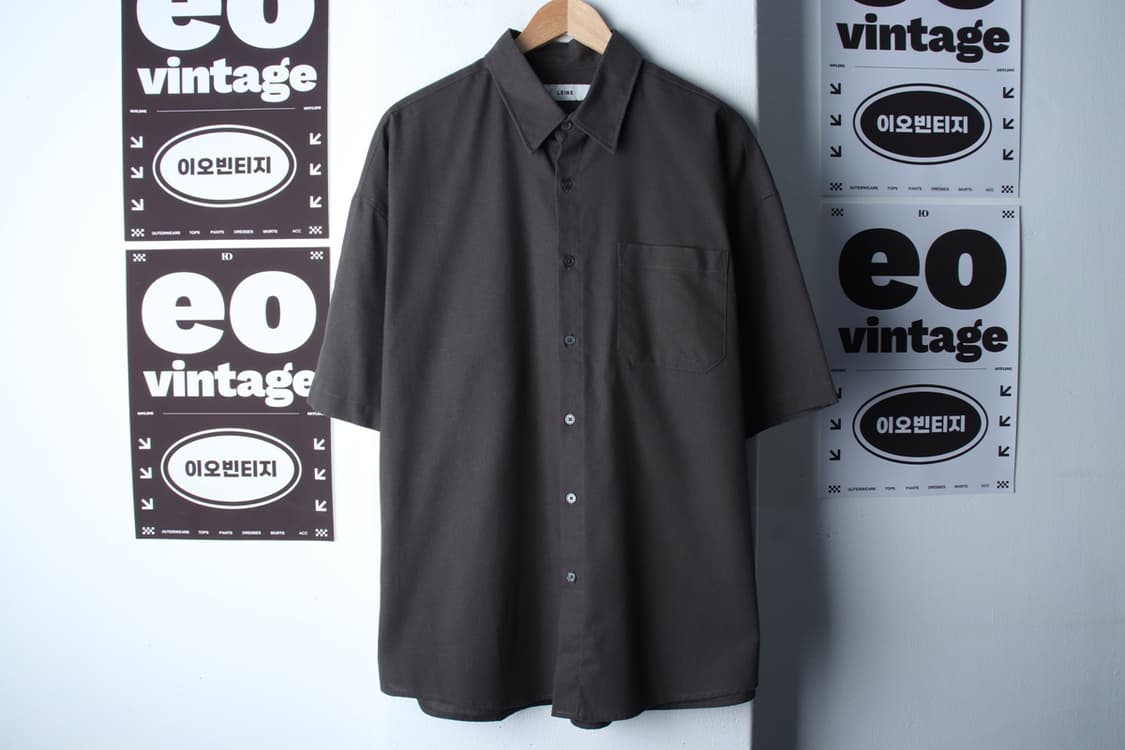(XL-2XL) 르아르 반팔 카라 티셔츠 셔츠 남방 카키-H32774 상품이미지2