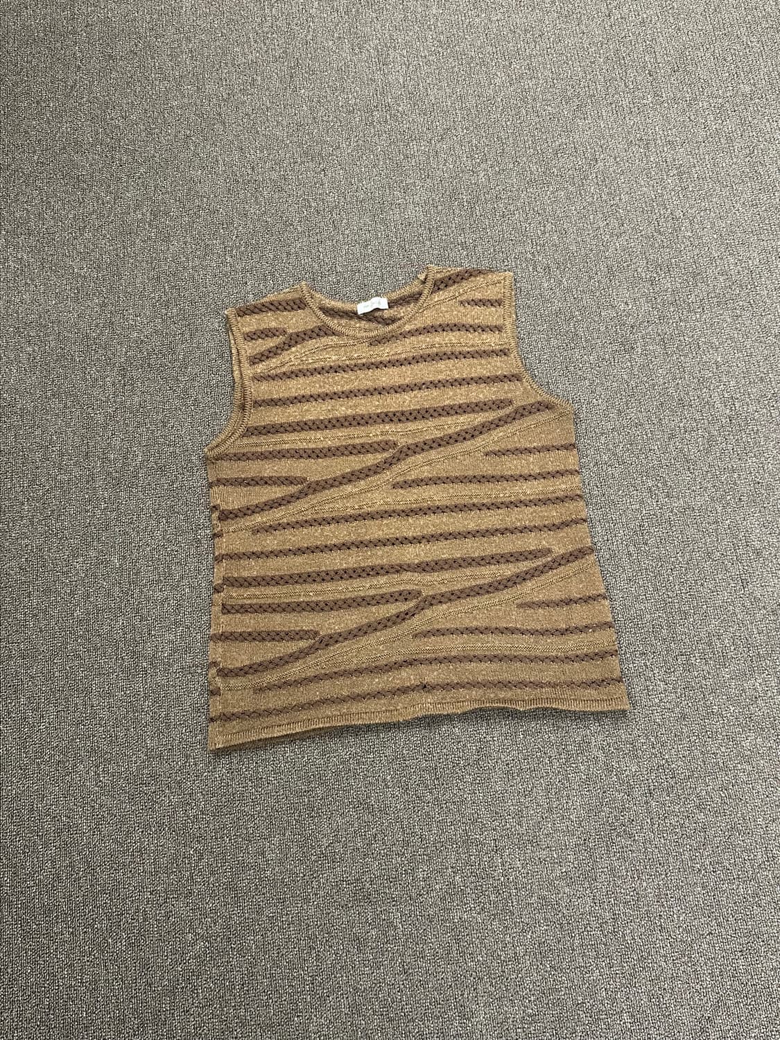 OS)Japanese vintage 브라운 스트라이프 니트 나시 상품이미지2
