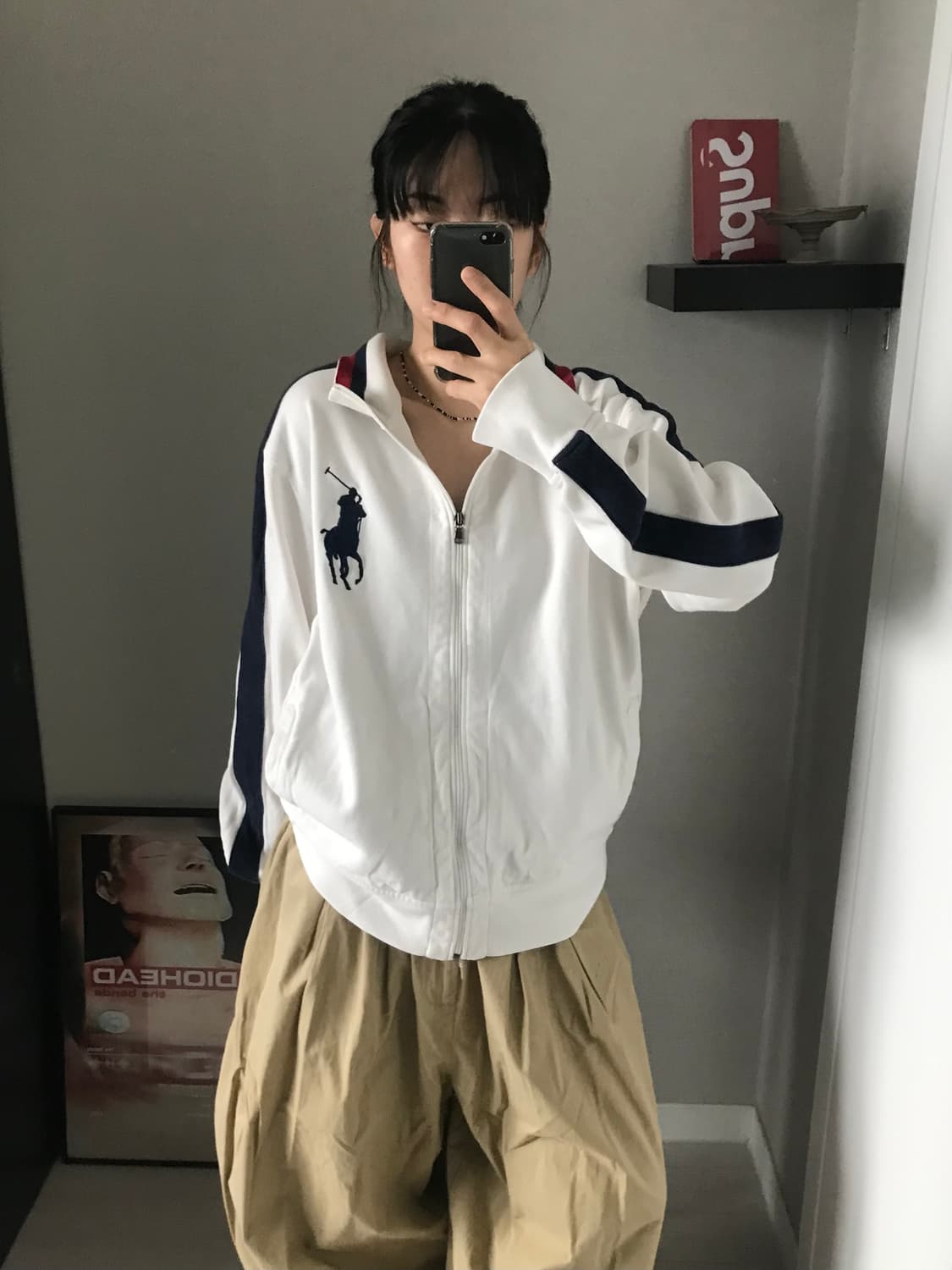 폴로 랄프로렌 빅 포니 로고 화이트 집업 상품이미지3