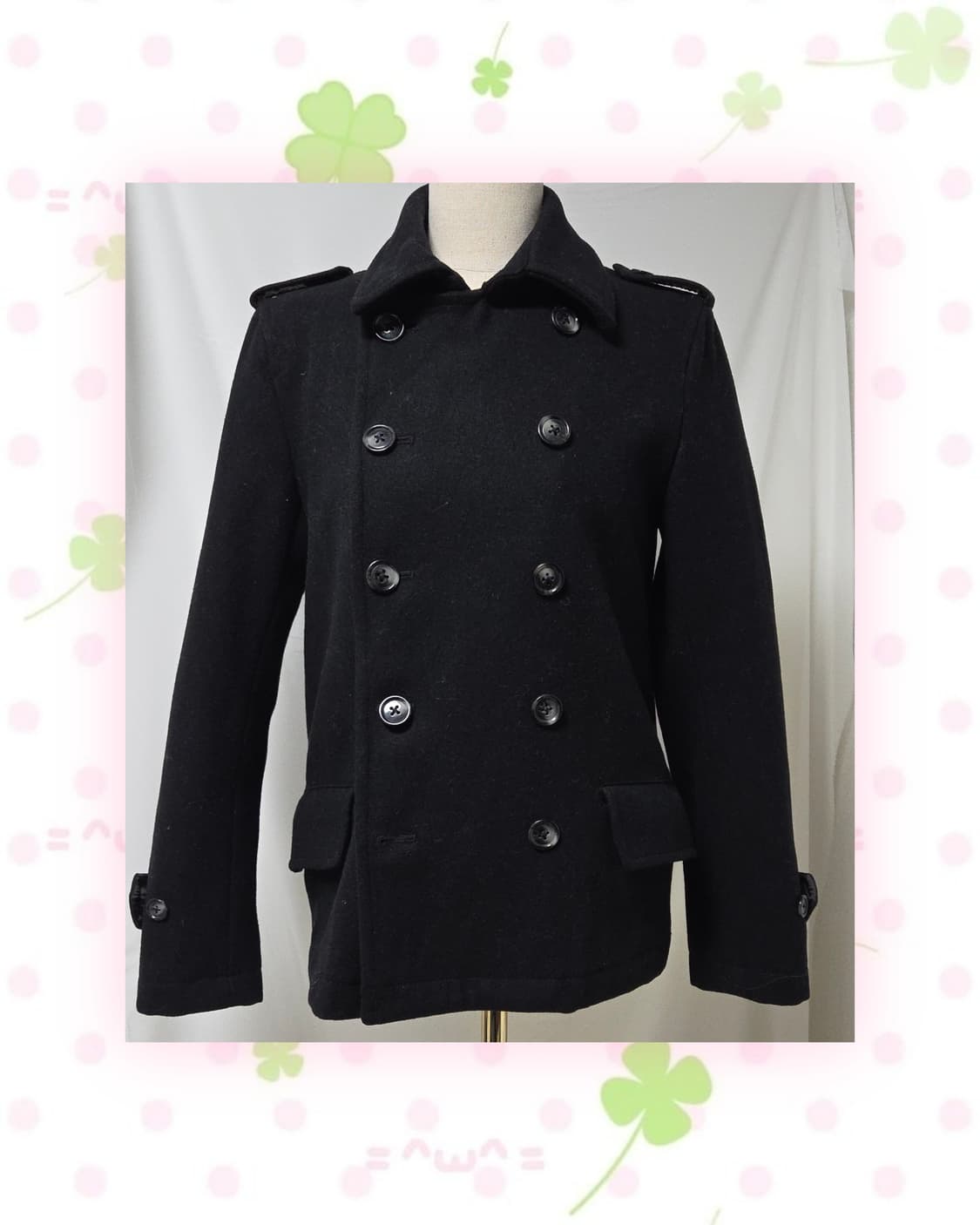 블랙 5더블버튼 울혼방 코트 상품이미지4