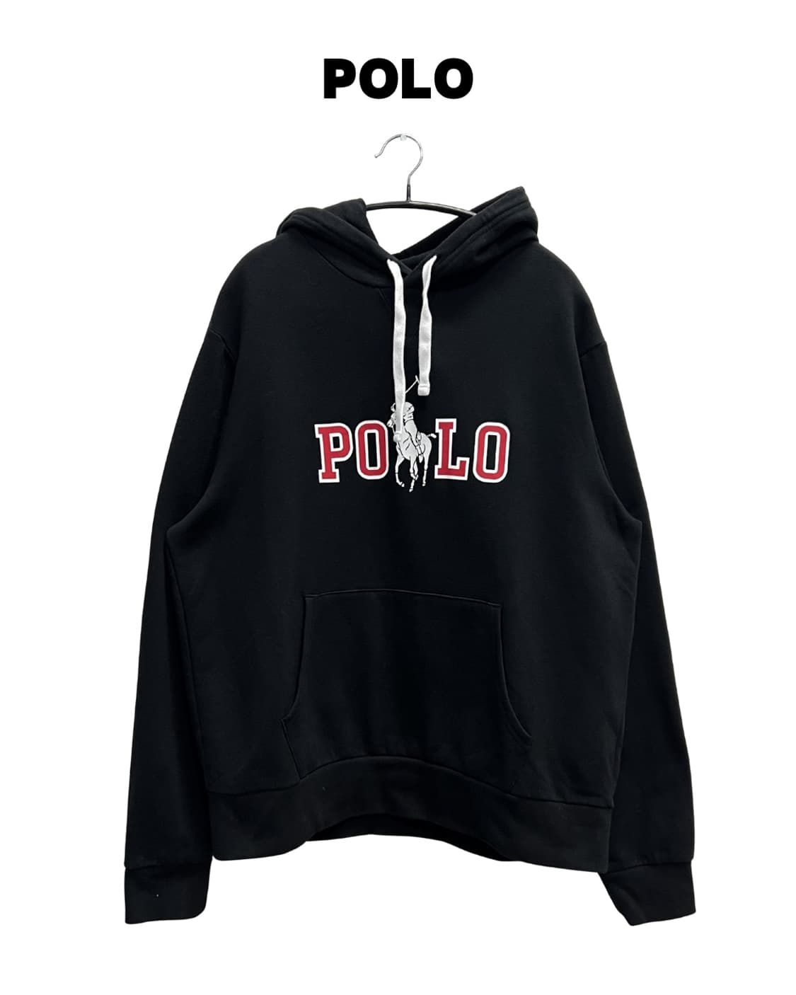 폴로 랄프로렌 로고 프린팅 후드 티 블랙 상품이미지1