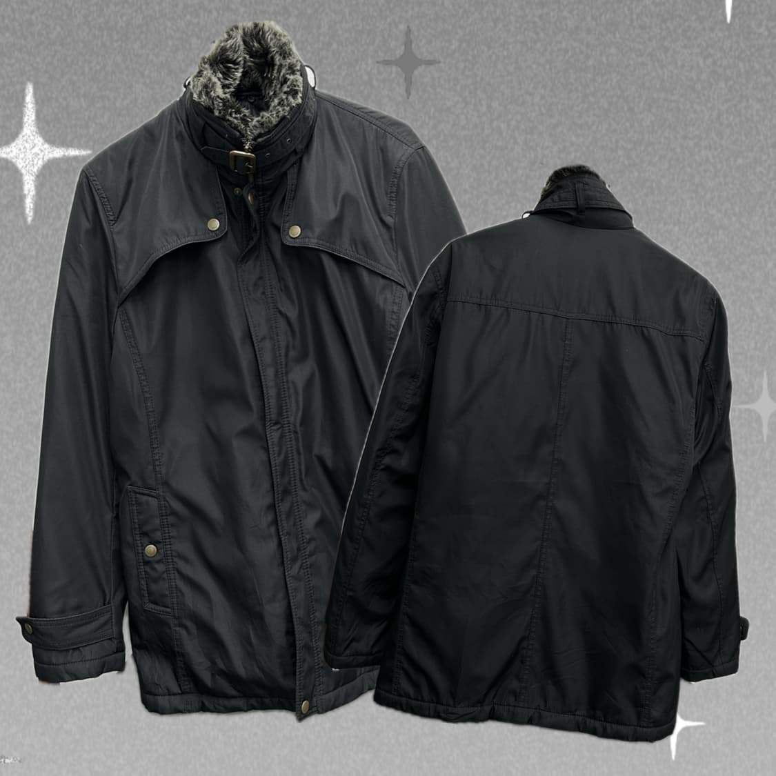 Louis Chavlon 블랙 버클 봄버 자켓 아우터 시크 펑크 퍼  상품이미지1