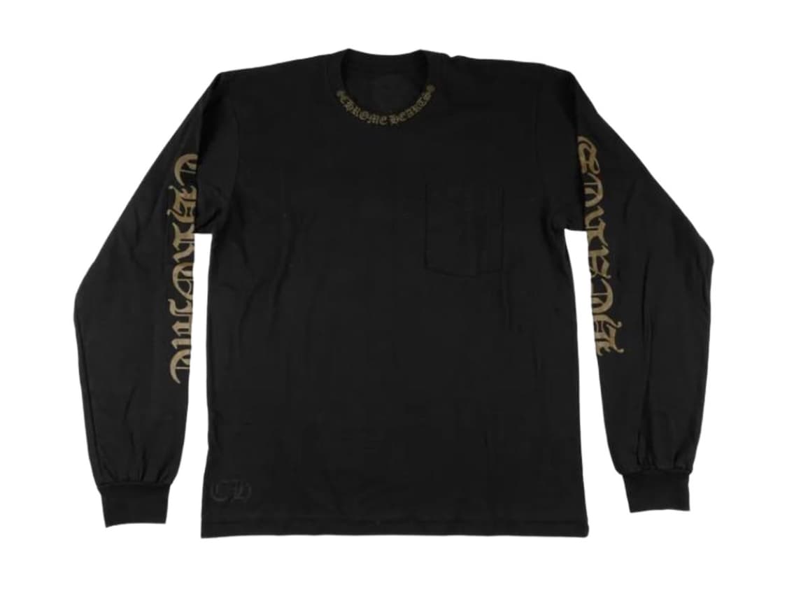 크롬하츠 넥 로고 포켓 크루 롱슬리브 티셔츠 블랙 그린 상품이미지1