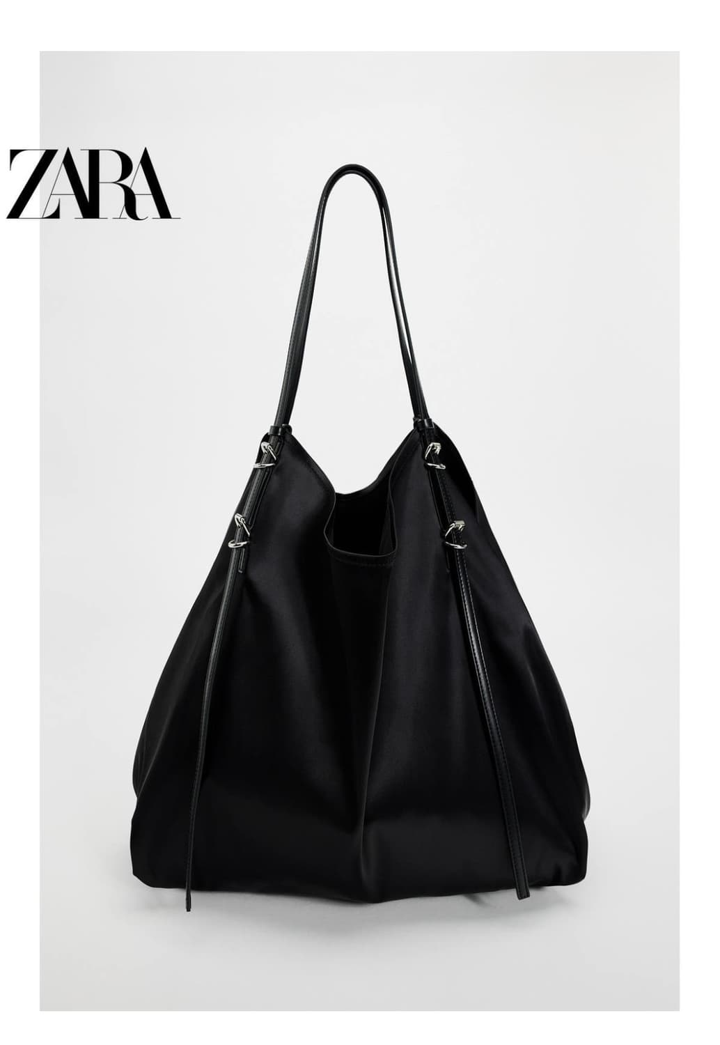 자라 새틴 이펙트 토트백 블랙 상품이미지1