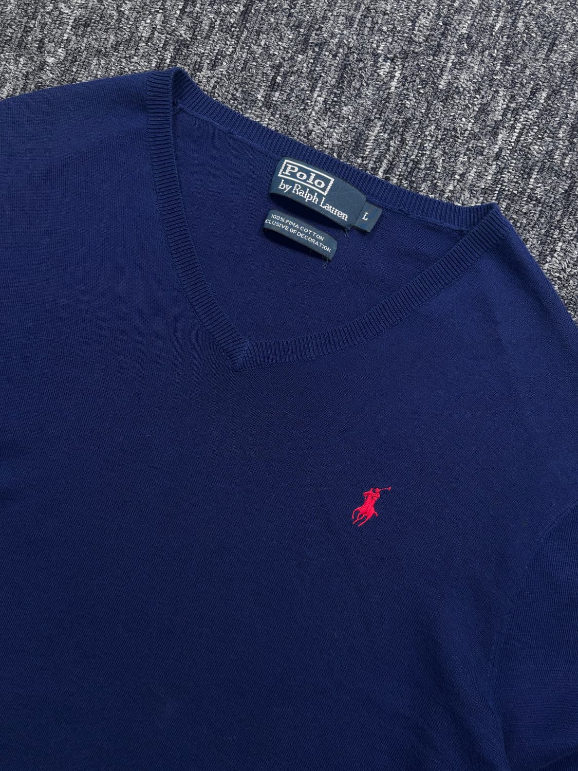 폴로 블루 피마코튼 브이넥 니트 상품이미지5