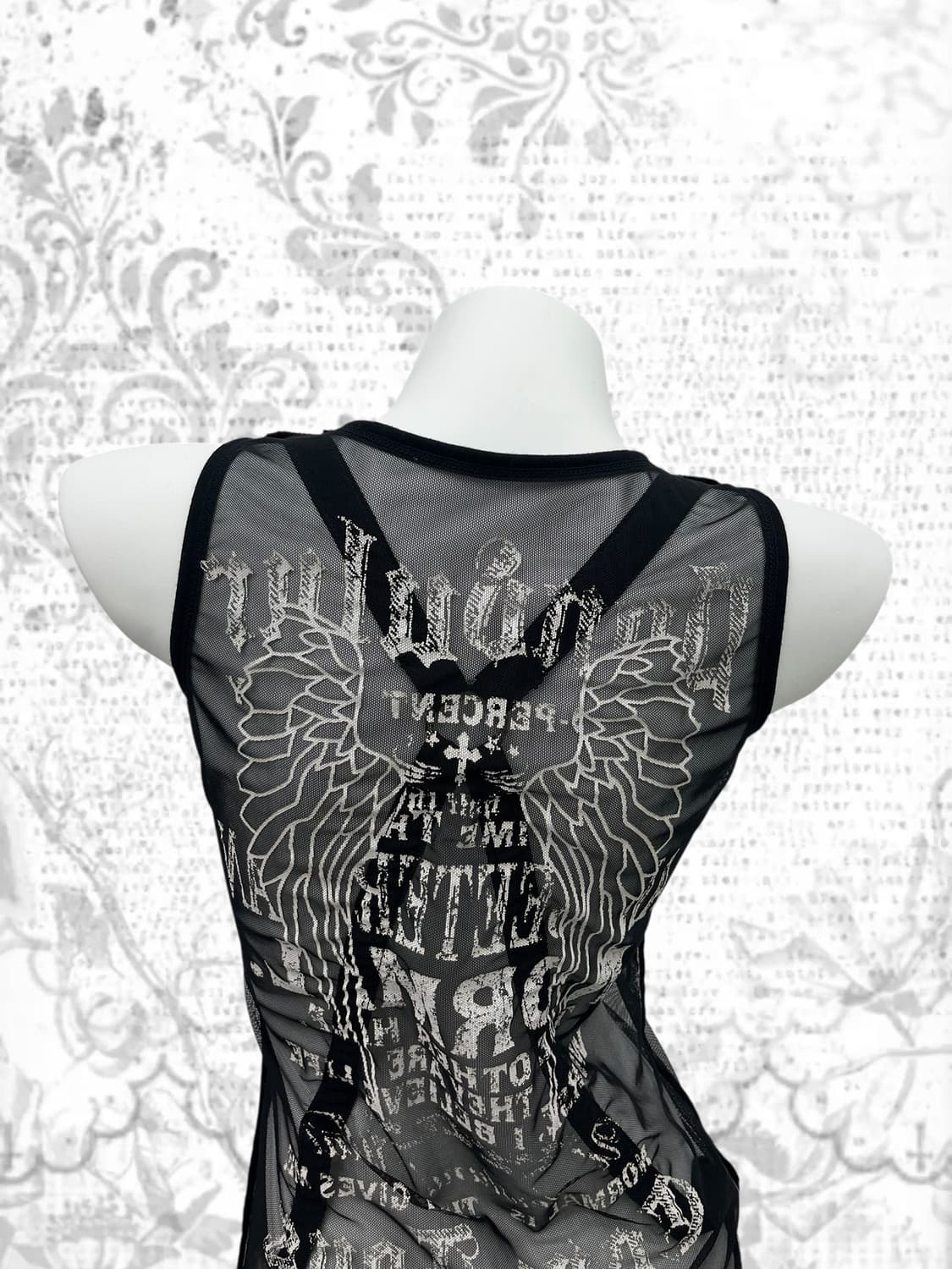 X shaped string printing mesh sleeveless 상품이미지7