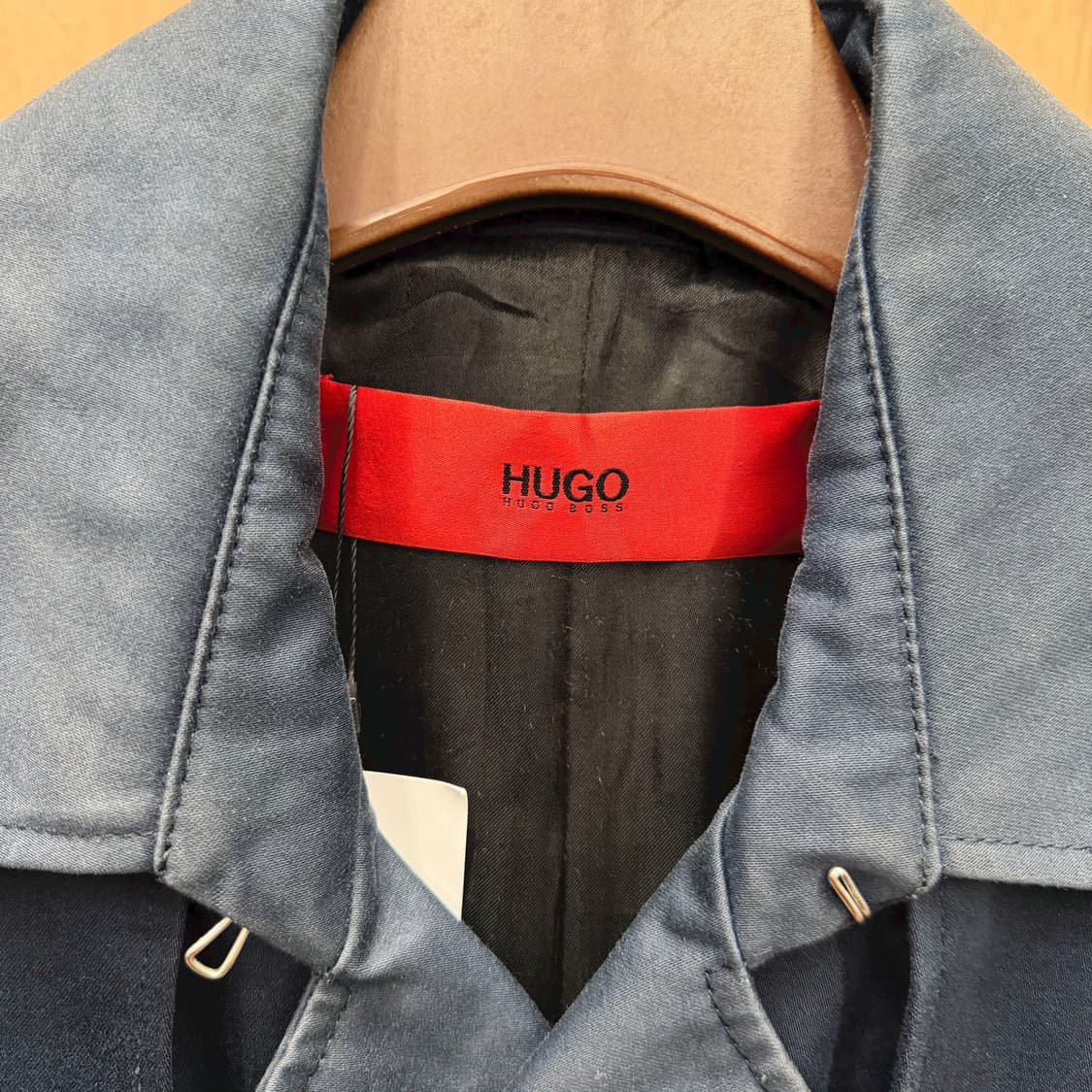 휴고 보스 클래식 트렌치 코트 히든 버튼 절개 라인 디테일 다크 네이비 상품이미지6