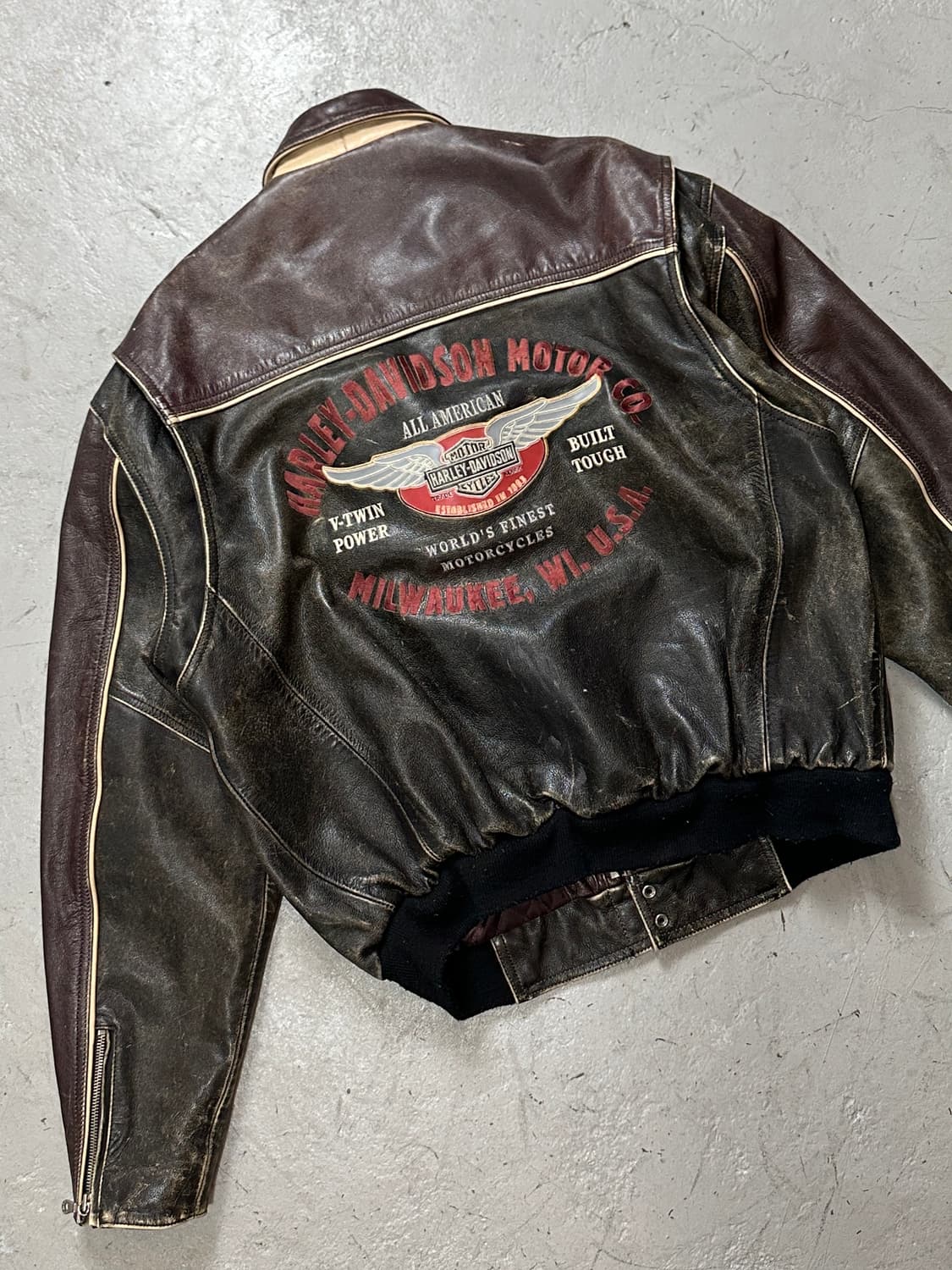 00's 할리데이비슨 디스 레더 자켓 풀그레인 레더 자켓 상품이미지6