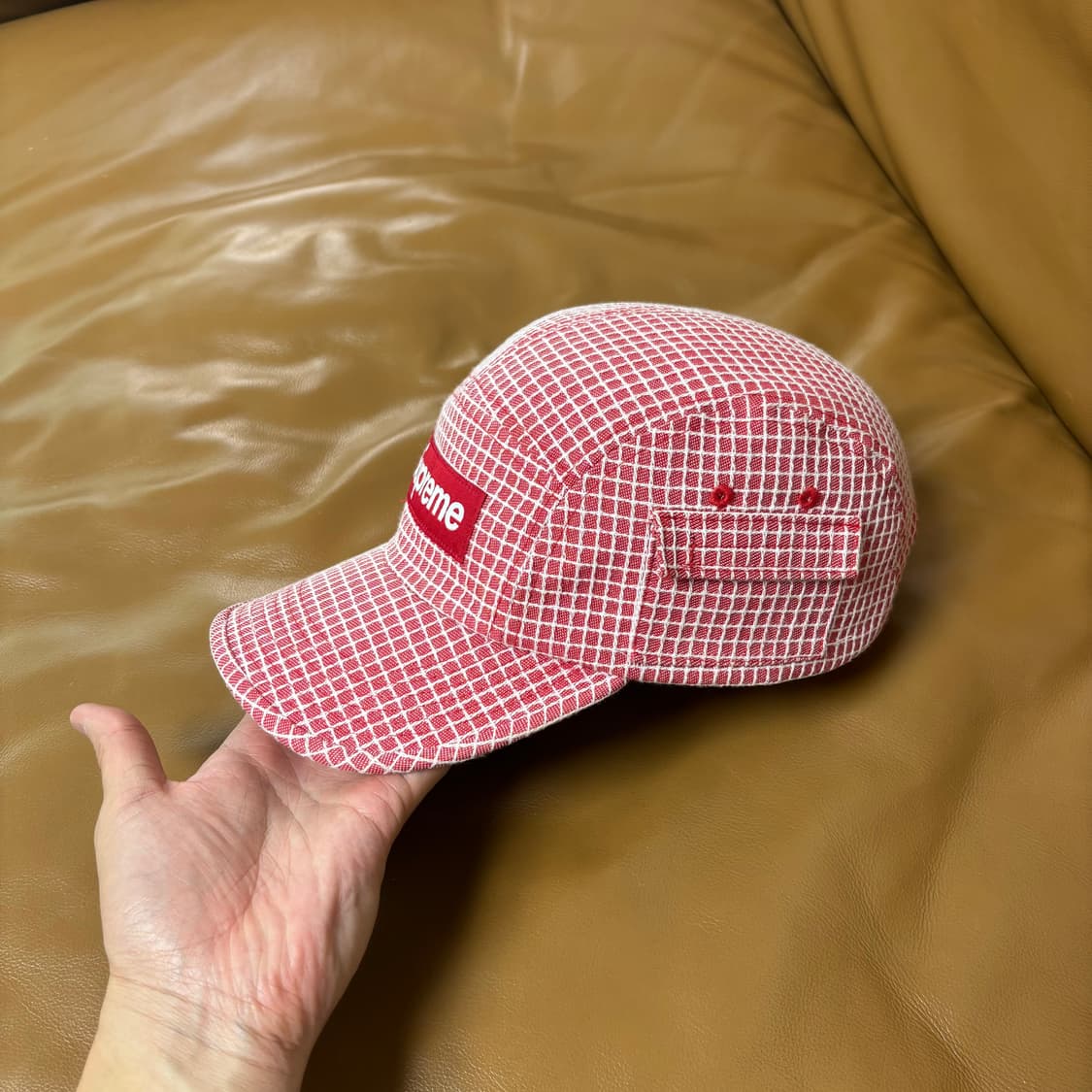 Supreme 슈프림 그리드 레드 캠프캡 모자 (Grid Red) 상품이미지4
