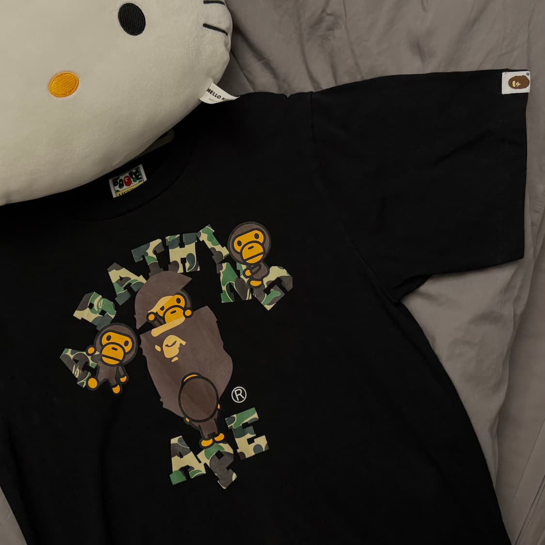 베이프 ABC 카모 컬리지 마일로 티셔츠 블랙 그린 상품이미지10