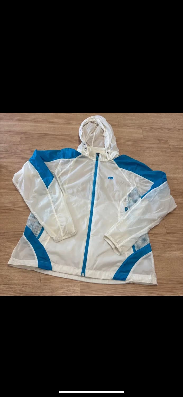 K2 화이트/블루 바람막이 후드 자켓 100 상품이미지1