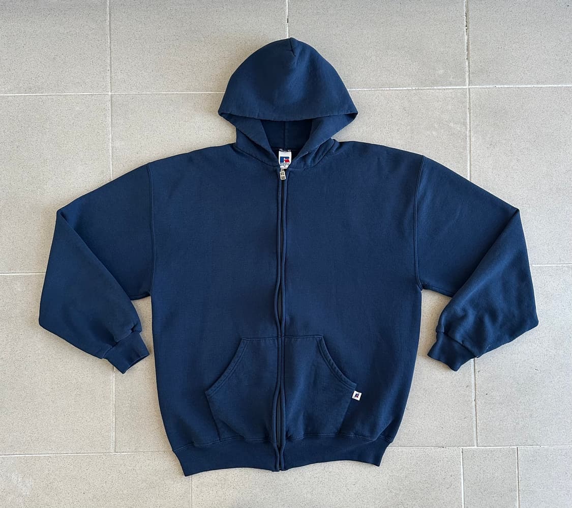 90s 빈티지 러셀 후드집업 네이비 XL 상품이미지1