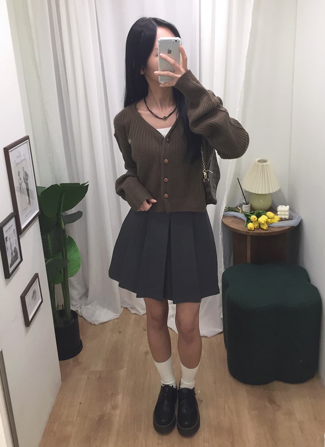 여성 라코스테 V넥 크롭가디건 100 상품이미지1