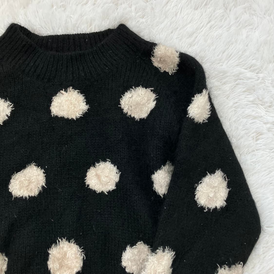 빈티지 블랙 땡땡이 니트 y2k 스트릿 갸루 펑키 일본빈티지649  상품이미지4