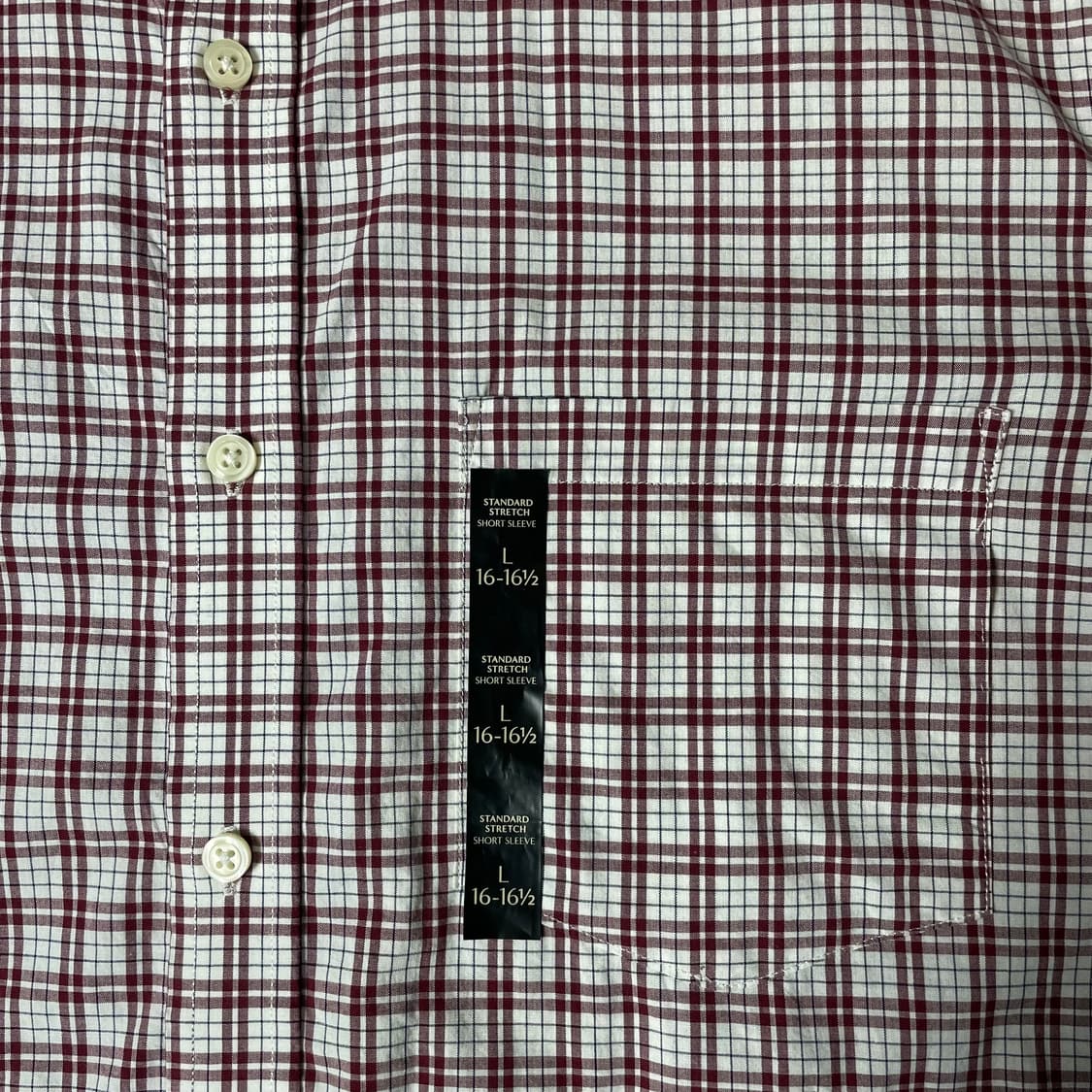 바나나리퍼블릭 레드 화이트 체크 배색 원포켓 스탠다드핏 반팔 셔츠 L 상품이미지5