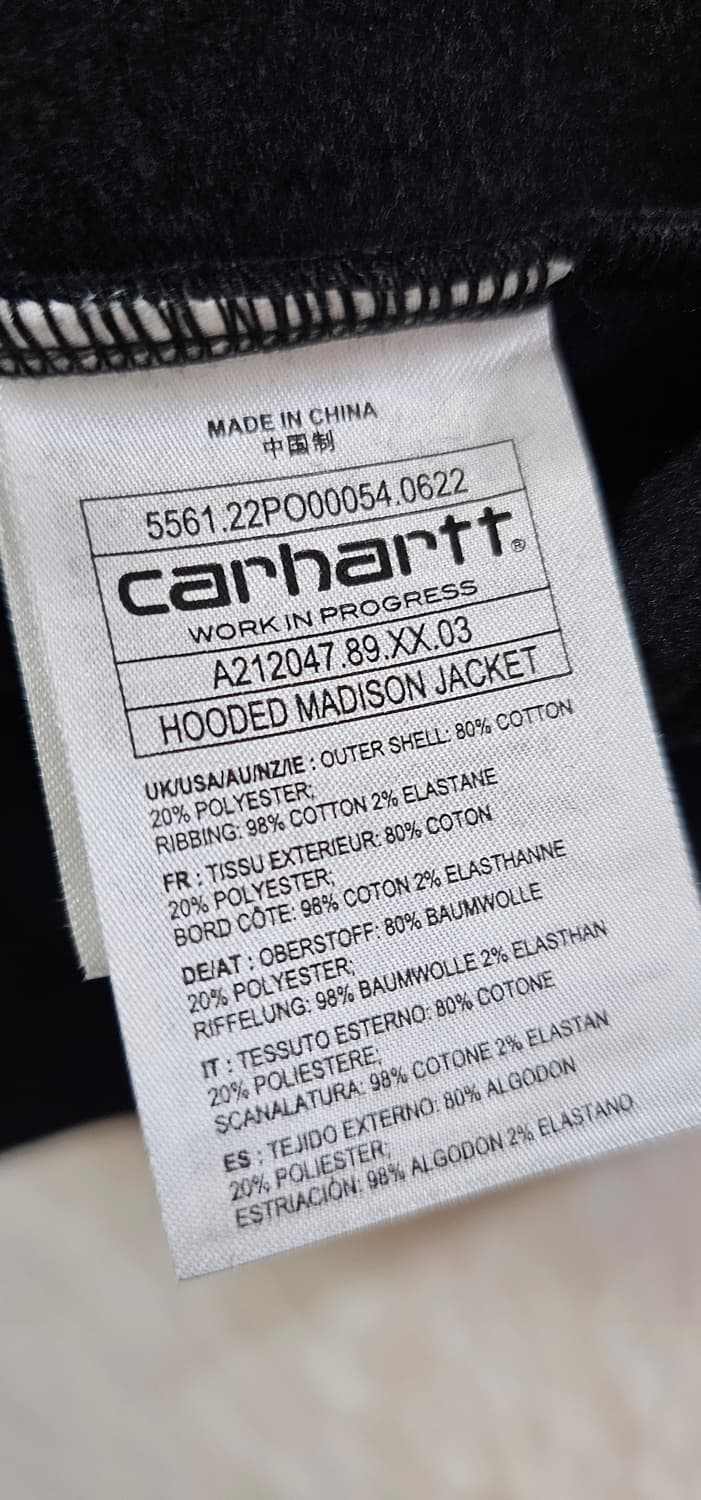 칼하트 윕 후디드 메디슨 자켓 블랙/왁스 상품이미지6