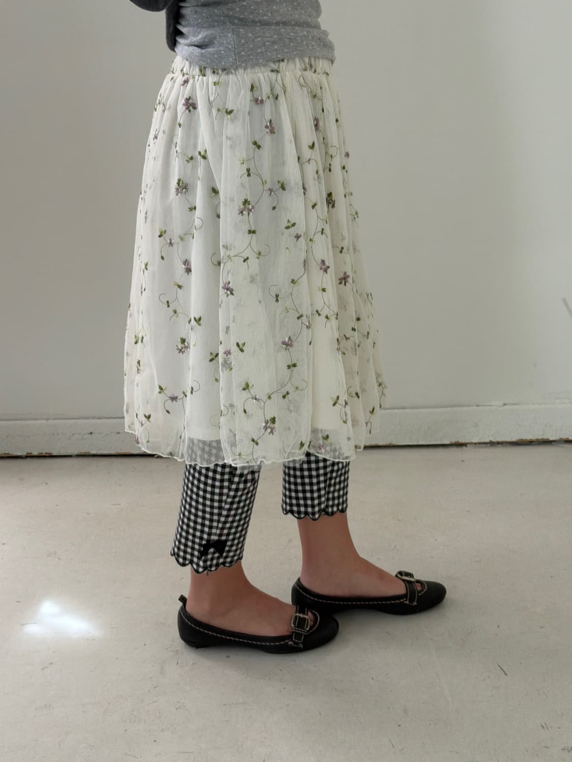 일본빈티지 체크 리본 카프리팬츠 상품이미지3