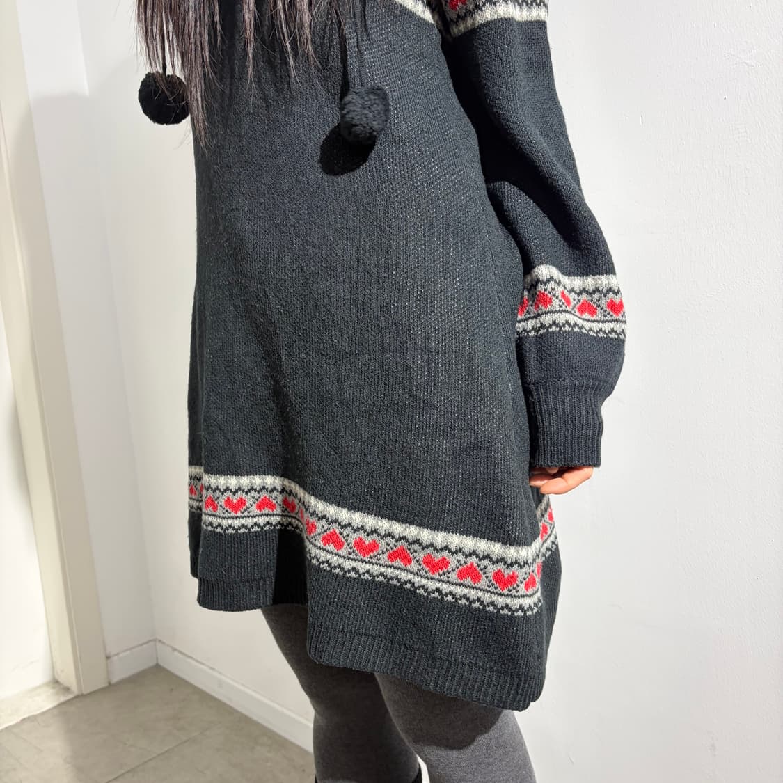 Michel klein 폼폼이 노르딕 후드 니트 원피스 상품이미지2