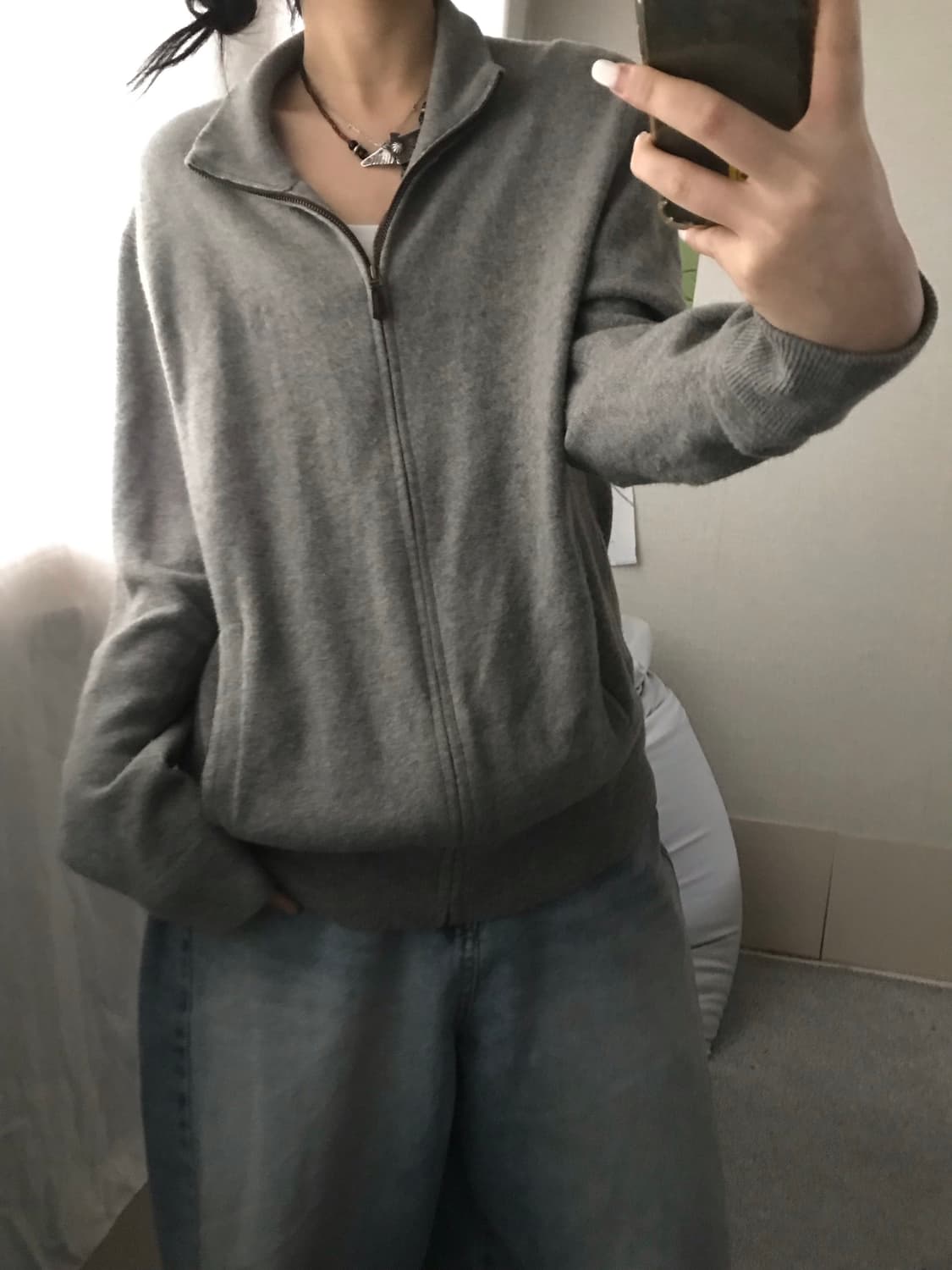 폴로 그레이 메리노울 니트집업 상품이미지6