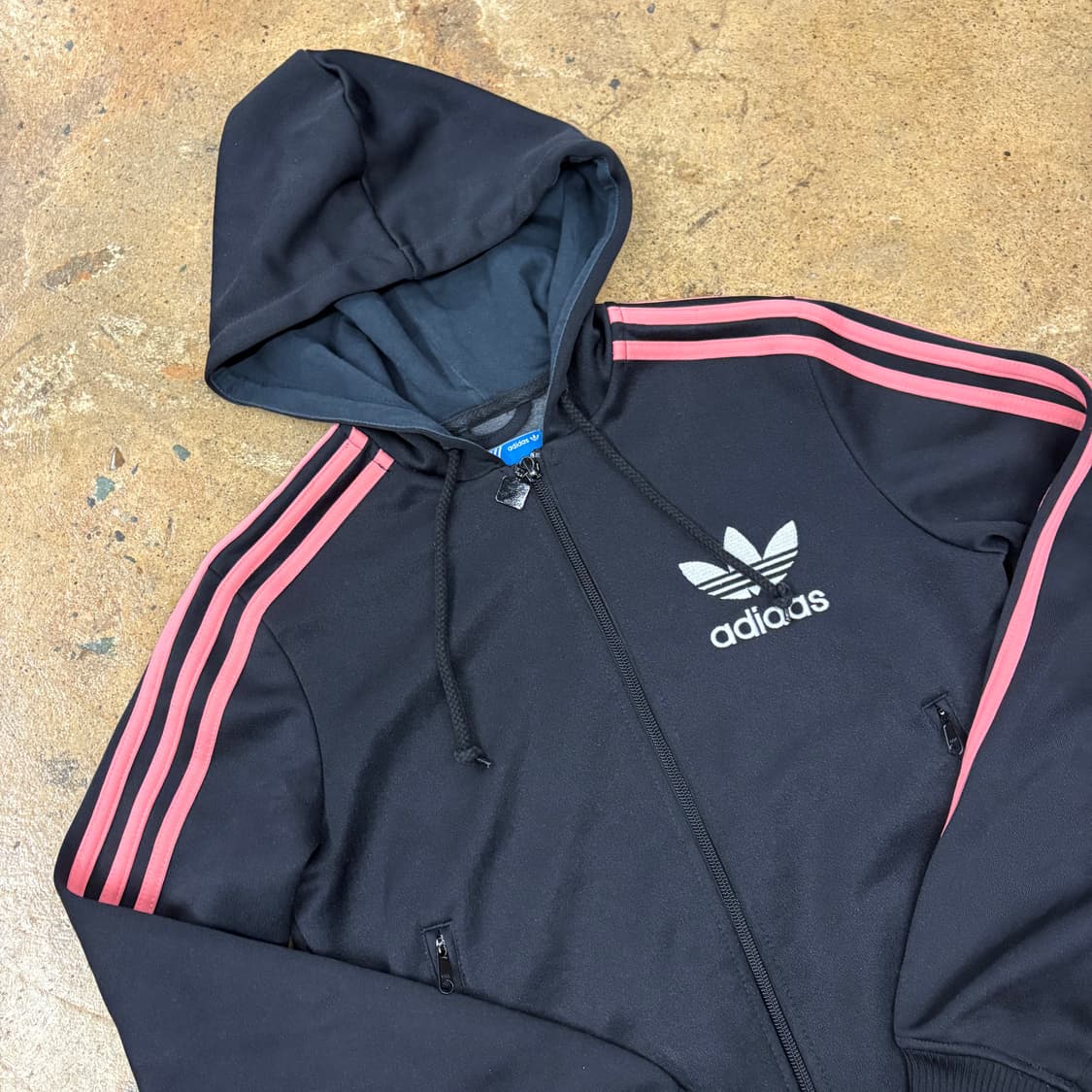 [정품/85] 아디다스 블랙 핑크 삼선 후드집업 져지 b16 상품이미지1