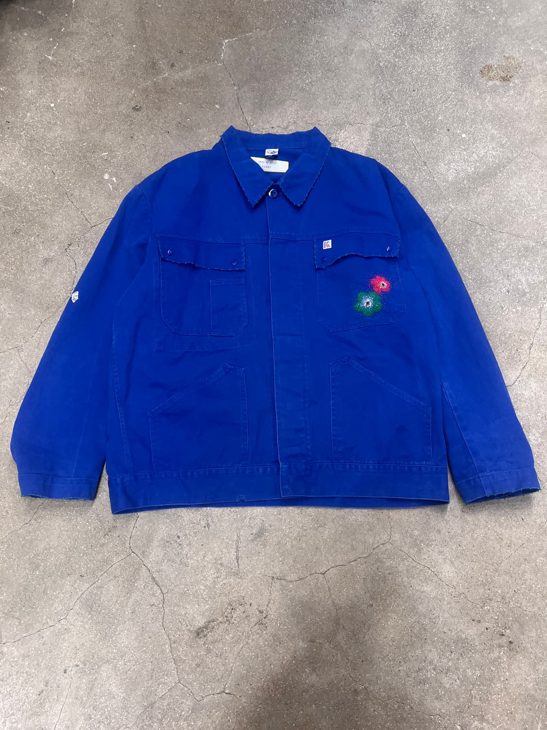 빈티지 프렌치 블루 워크자켓 핸드메이드 자수 상품이미지1