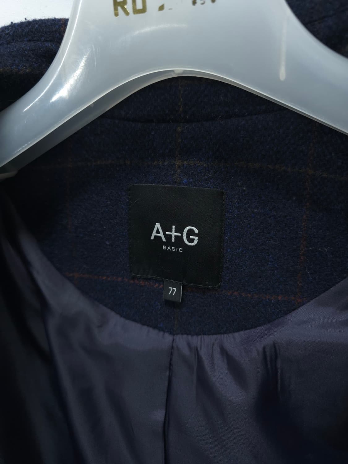 [A+G] 여성 클래식 네이비 체크 더블 하프 코트(77) 상품이미지8