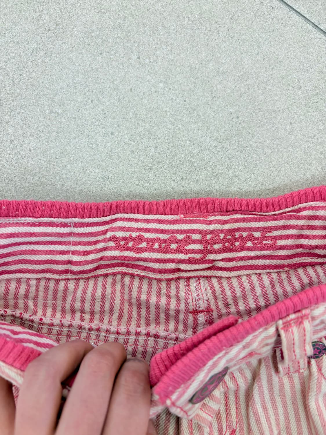 핑크 스트라이프 데미지 숏츠 상품이미지6