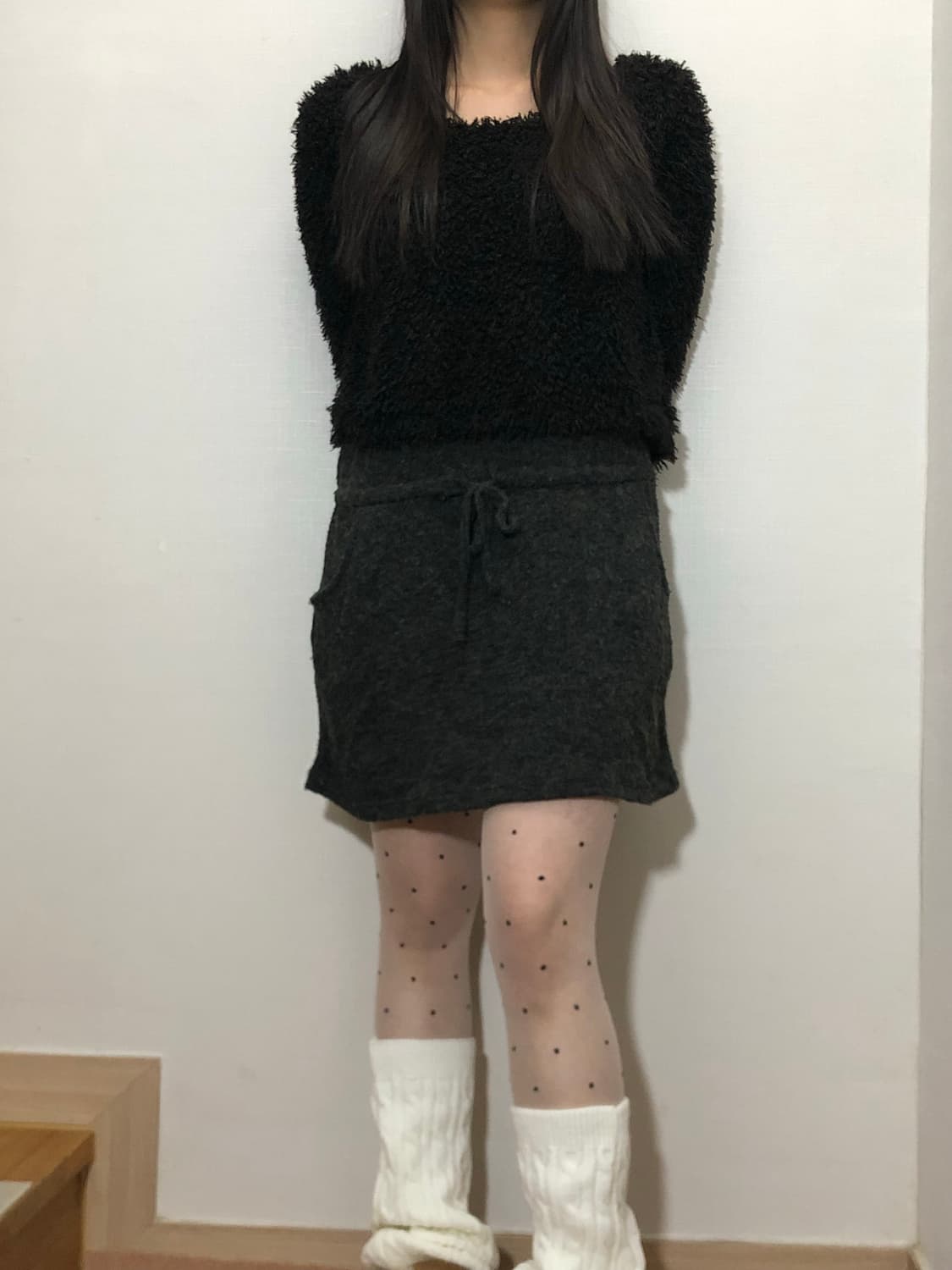 빈티지 블랙 앤 그레이 퍼 원피스 상품이미지7