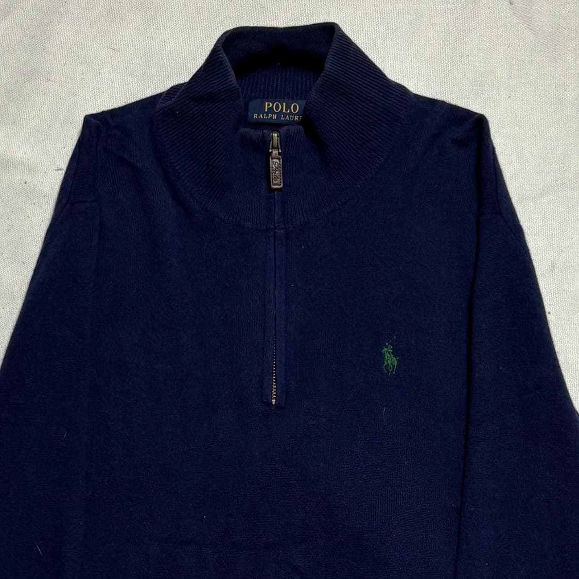 M 폴로랄프로렌 그린 포니 네이비 울 반집업 니트 상품이미지1