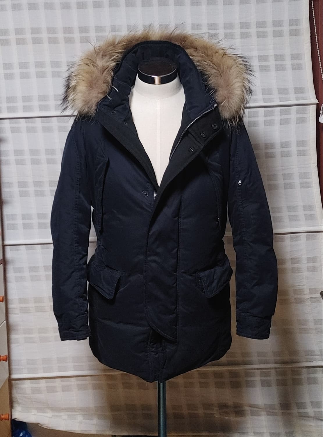 (한섬) 타임옴므 너구리퍼 구스다운 패딩 점퍼 95 상품이미지1