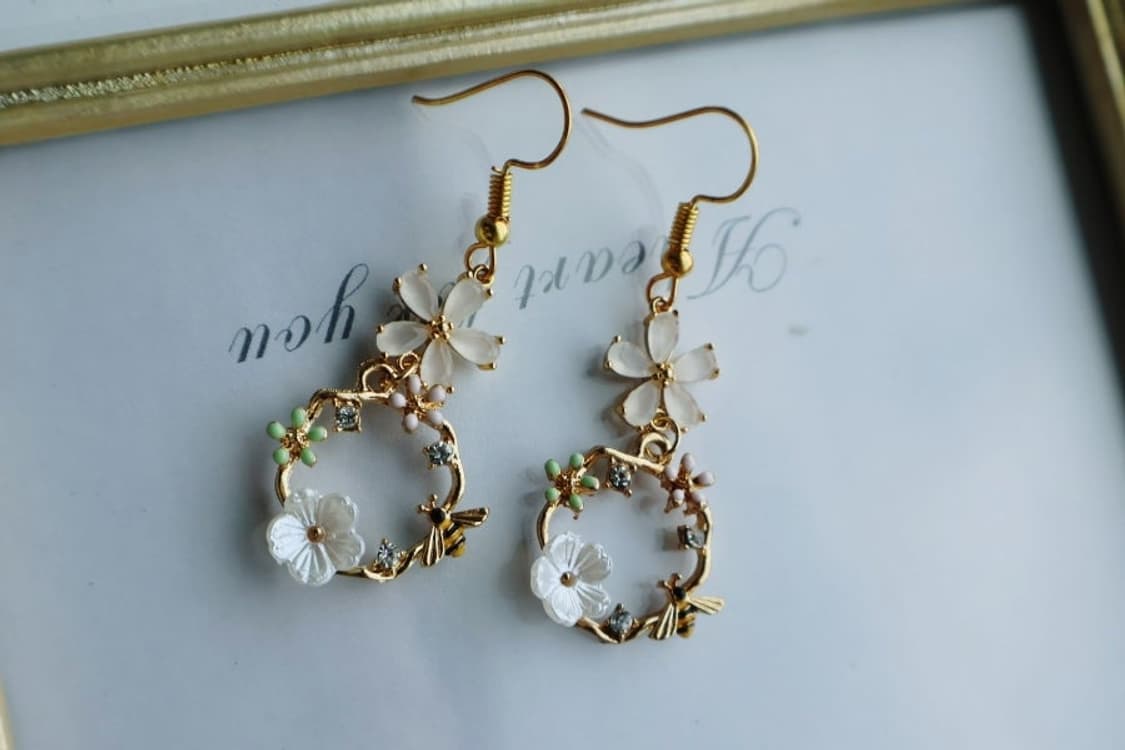 새상품 핸드메이드 )꽃귀걸이 상품이미지1