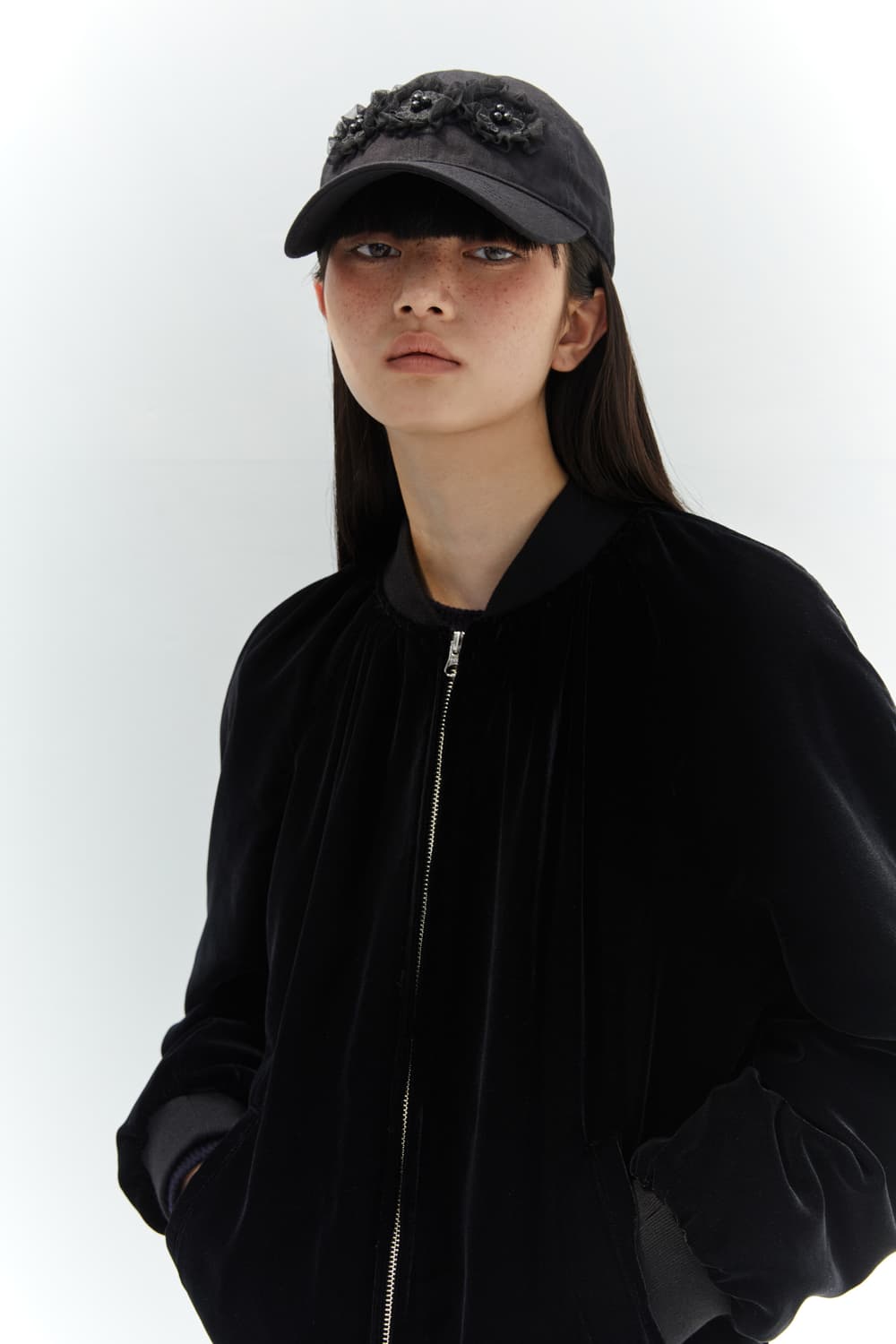 버뮬라/lace flower ball cap(black) 상품이미지1