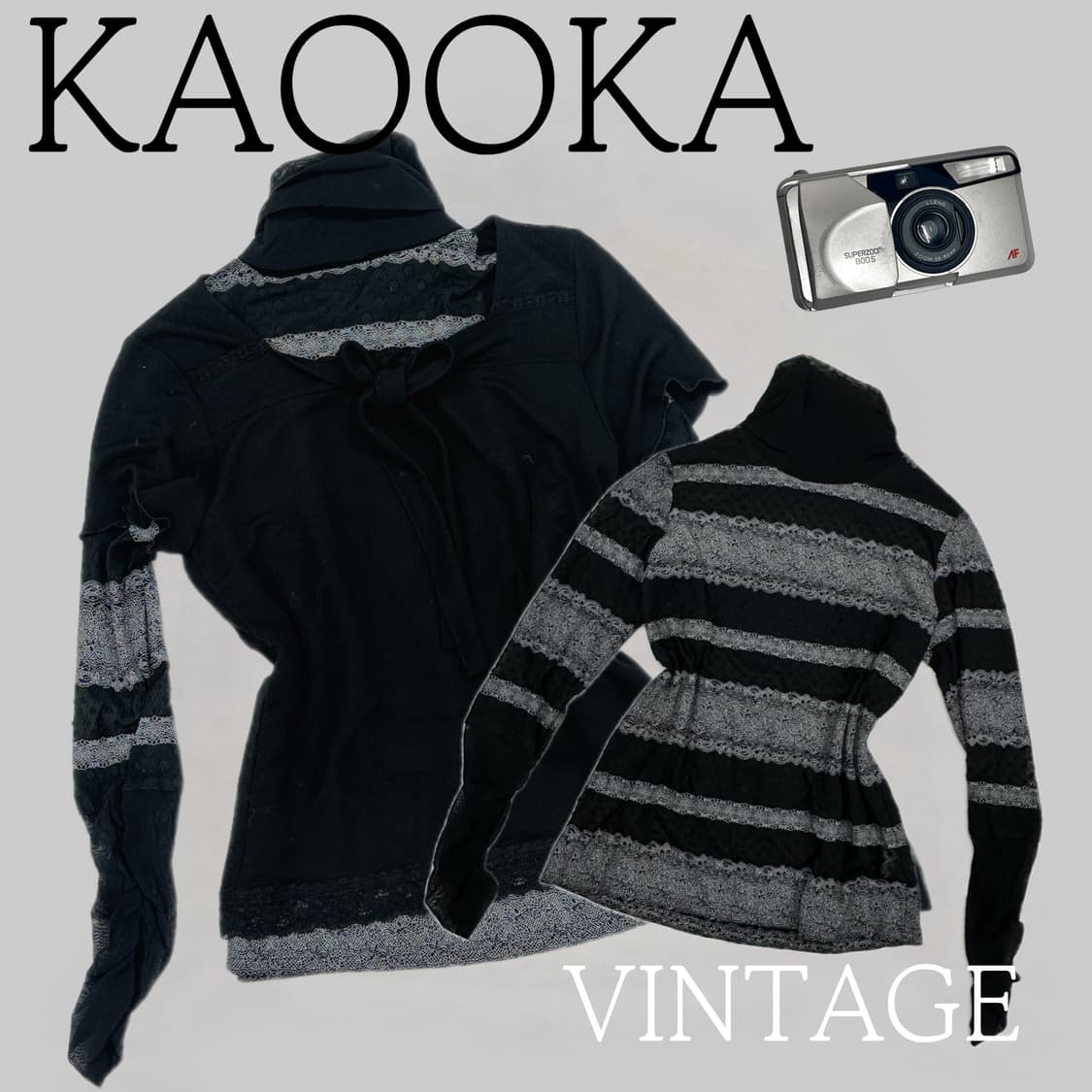 Jpn 블랙 긱시크 에스닉 레이스 레이어드 리본 상의코디세트 상품이미지1