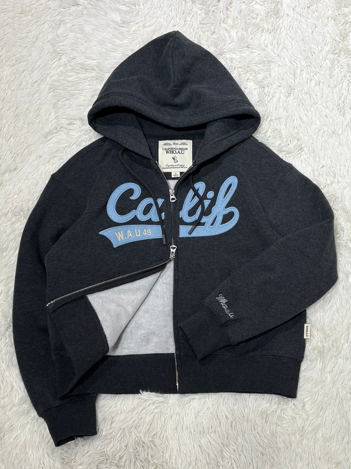 후아유 빅로고 차콜 투웨이 후드집업 상품이미지6