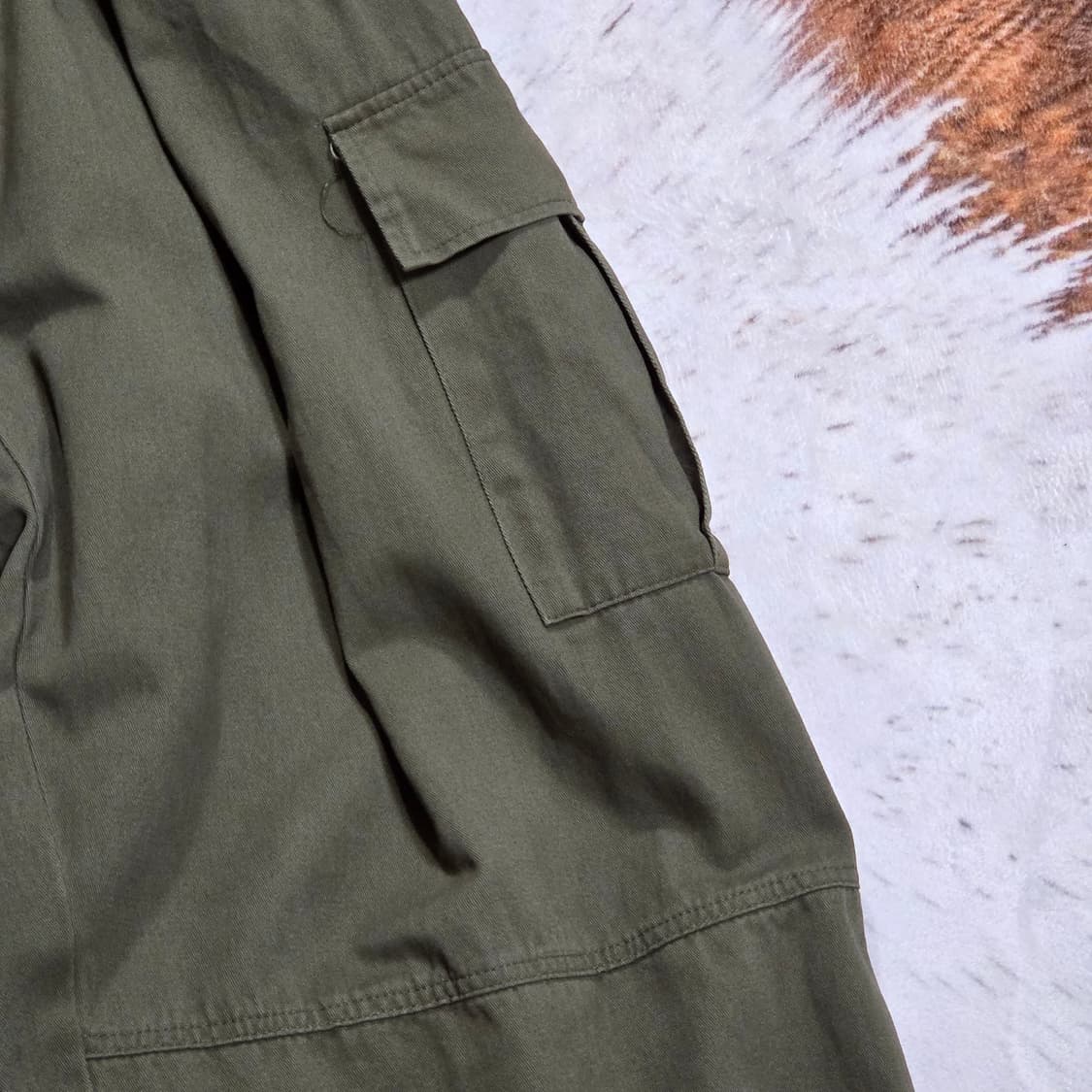 빈티지 카고 카키 코튼 벌룬 팬츠 상품이미지3