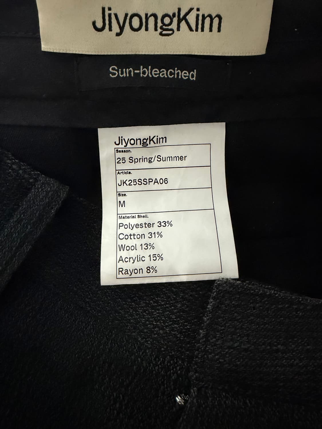 (M) 25SS 지용킴 선블리치 하프 트라우져 블랙 상품이미지3