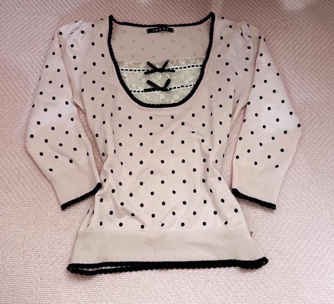 잉그니 고전 핑크도트 딸기우유 로걀탑 상품이미지1