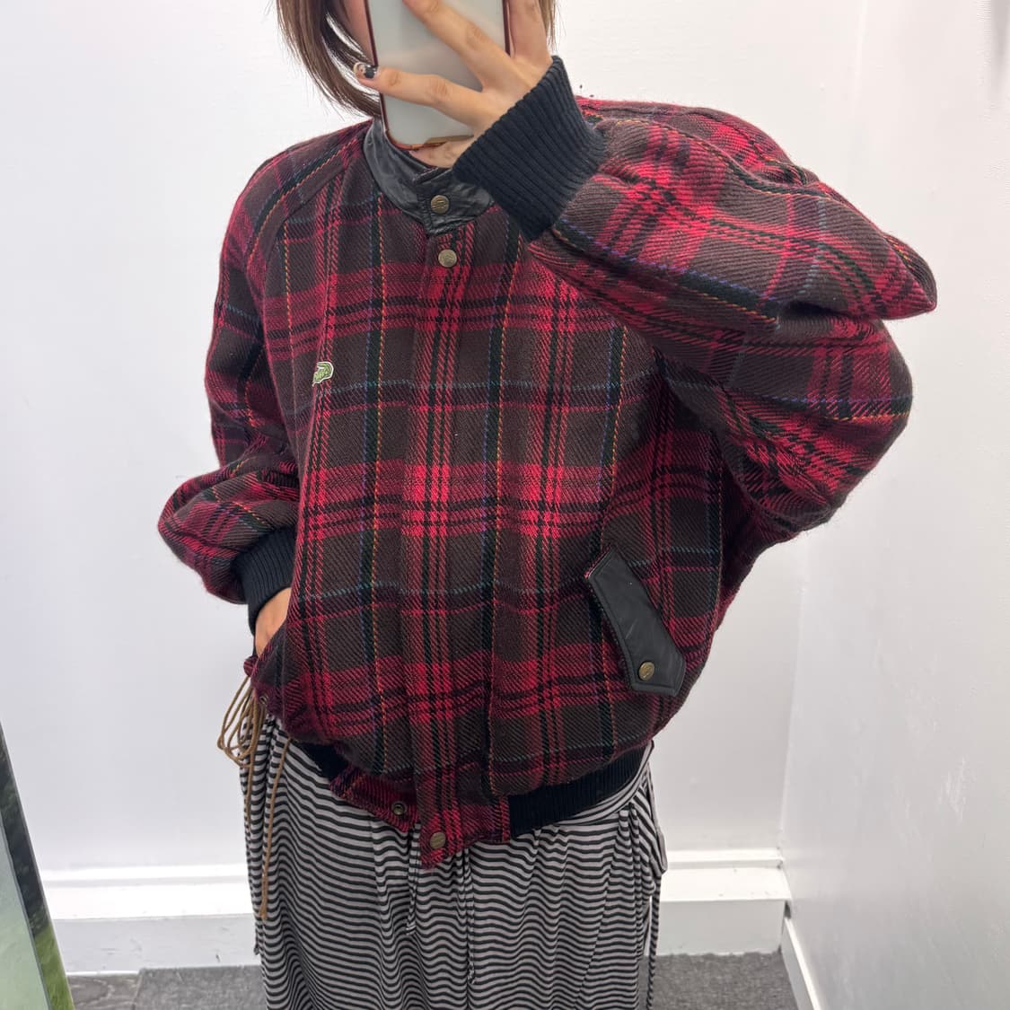 라코스테 레드 체크 봄버자켓 상품이미지4