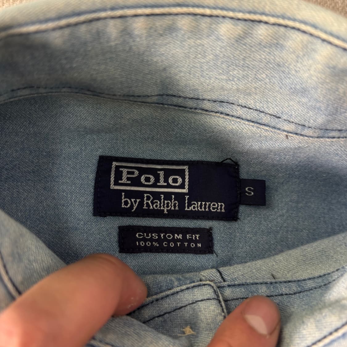 95 폴로랄프로렌 90s 성조기 포니 데님 셔츠 상품이미지4