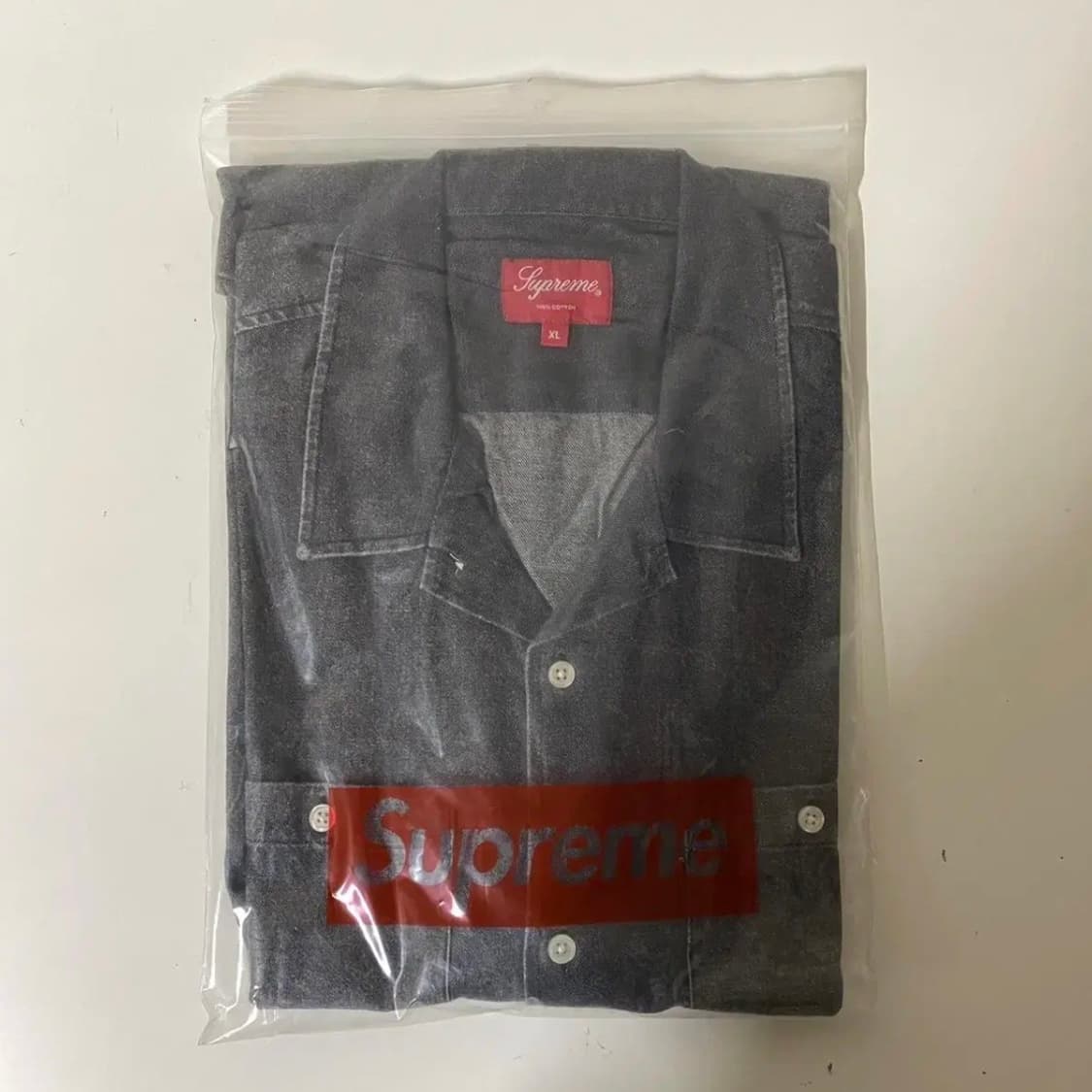 [XL] 15SS 슈프림 클레식 로고 데님 셔츠 블랙 상품이미지3