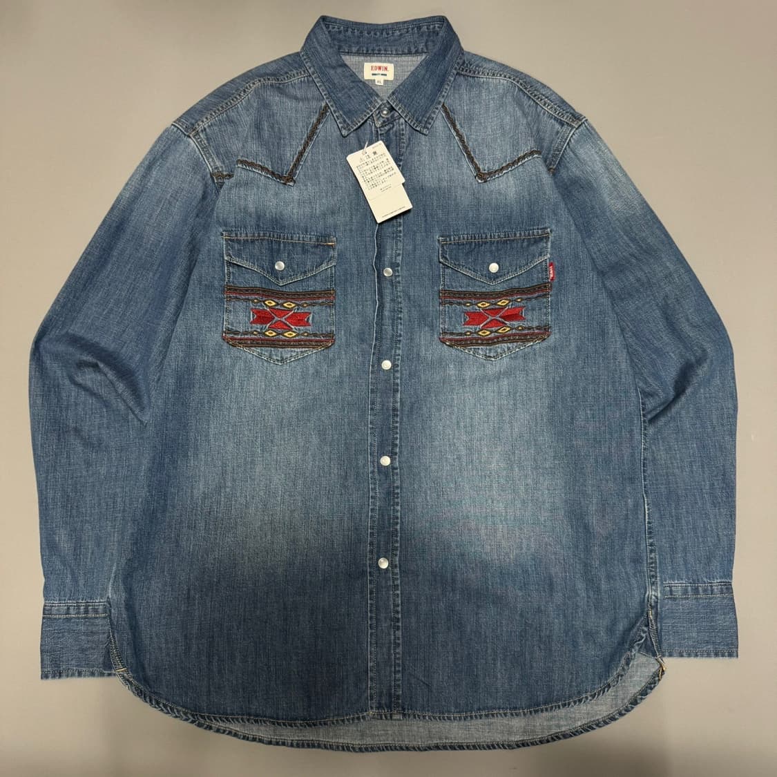 랭글러(Wrangler) 라이트블루 워시드 오르테가 포켓 코튼 웨스턴셔츠 상품이미지7