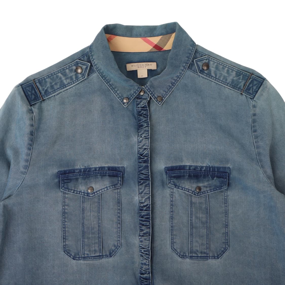 버버리 브릿 프론트포켓 셔링버튼 데님 셔츠 상품이미지2