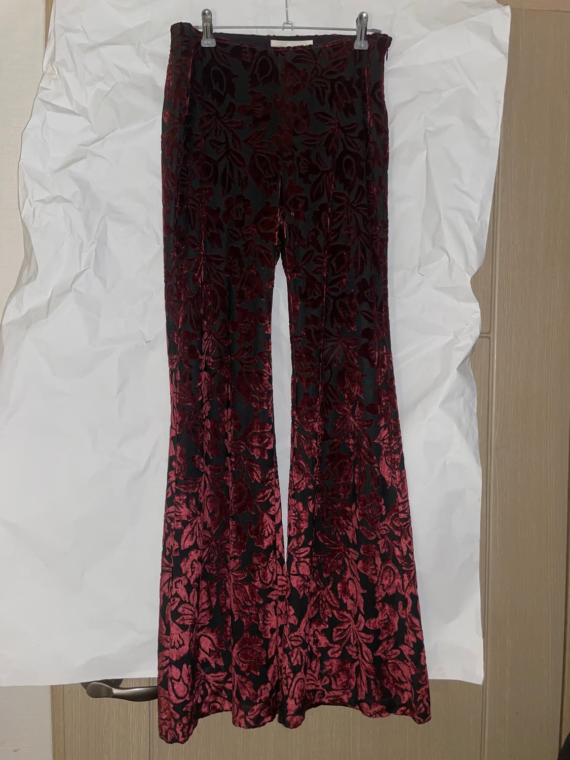 플레어 버건디 벨루어 팬츠 상품이미지1