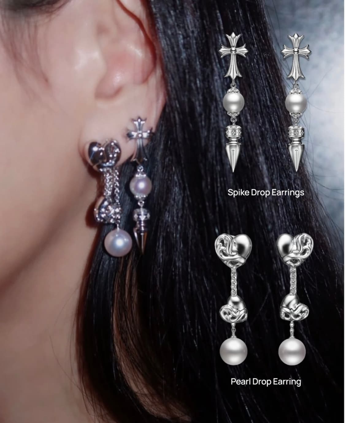 크롬하츠 X 미키모토  Chrome Hearts X Mikimoto 귀걸 상품이미지1