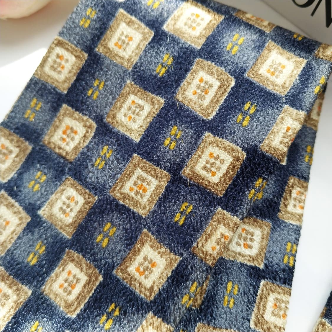 니나리치 실크 네이비&브라운 스퀘어 넥타이 8.5cm A~B등급 K914 상품이미지3