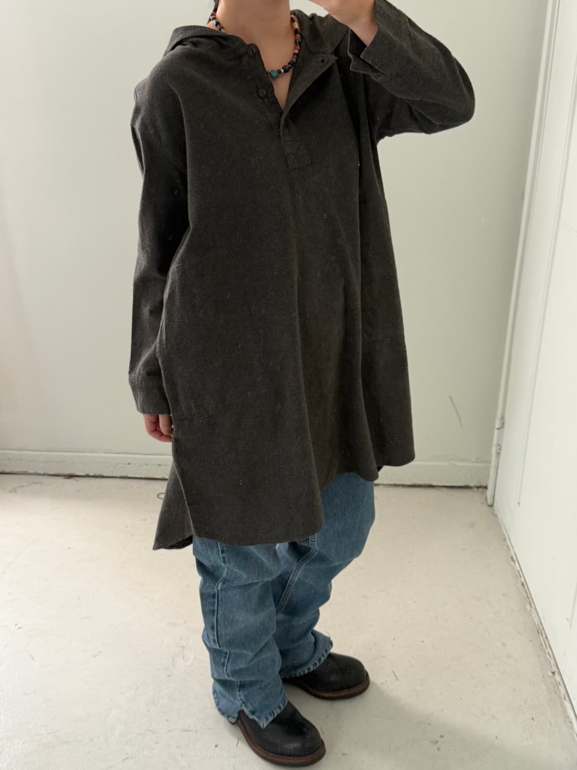 일본빈티지 모리 아틀리에 후드 원피스 상품이미지4