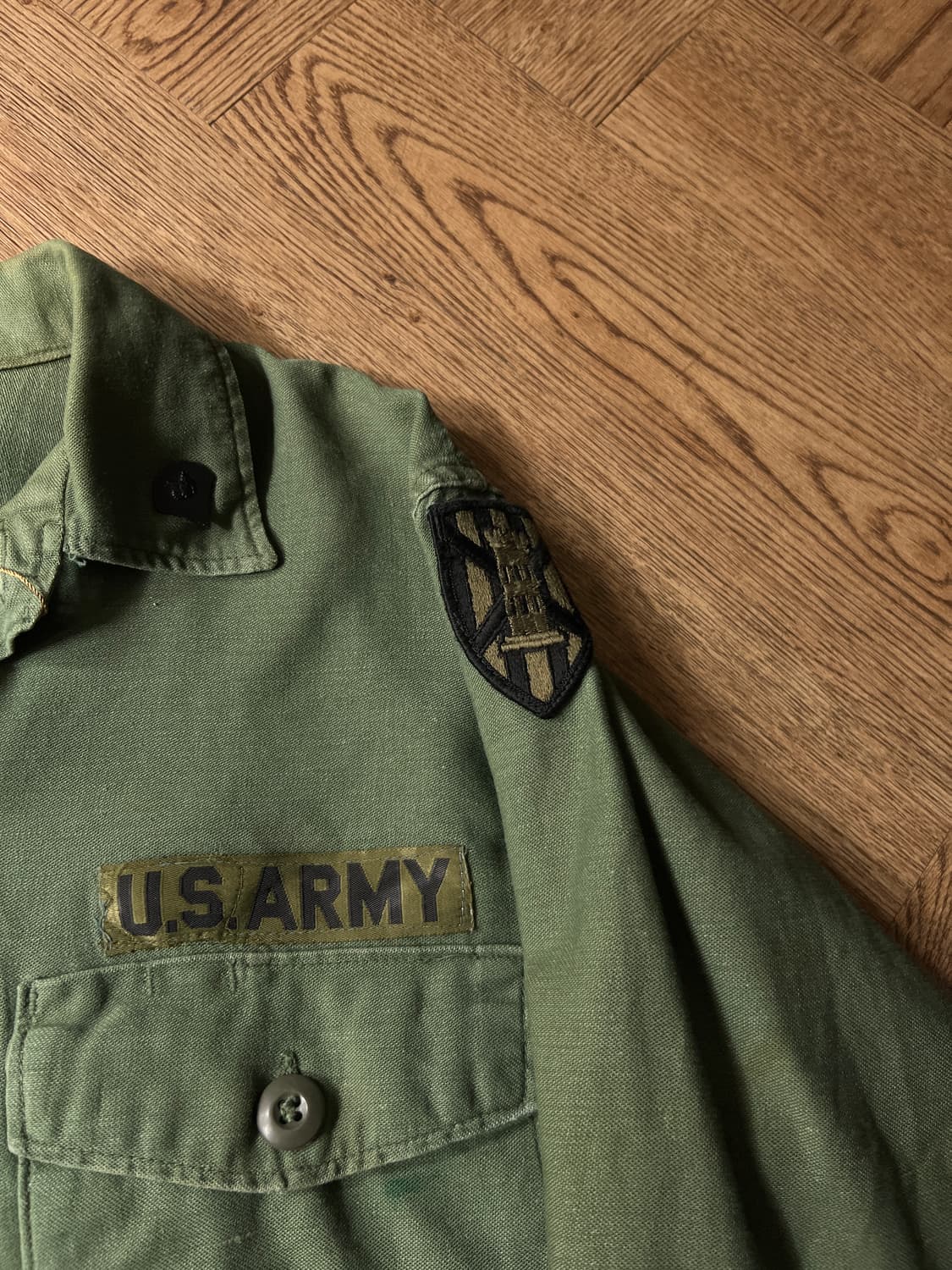 [M]60's 오리지널 U.S ARMY OG-107 더티워싱 셔츠 상품이미지5