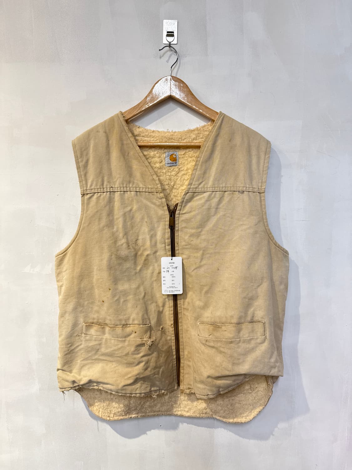 칼하트 베이지 플리스 베스트 조끼 상품이미지1